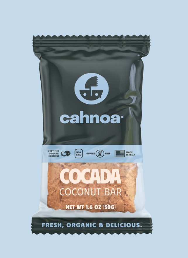 CAHNOA Cocada coconut bar in its dark green wrapper