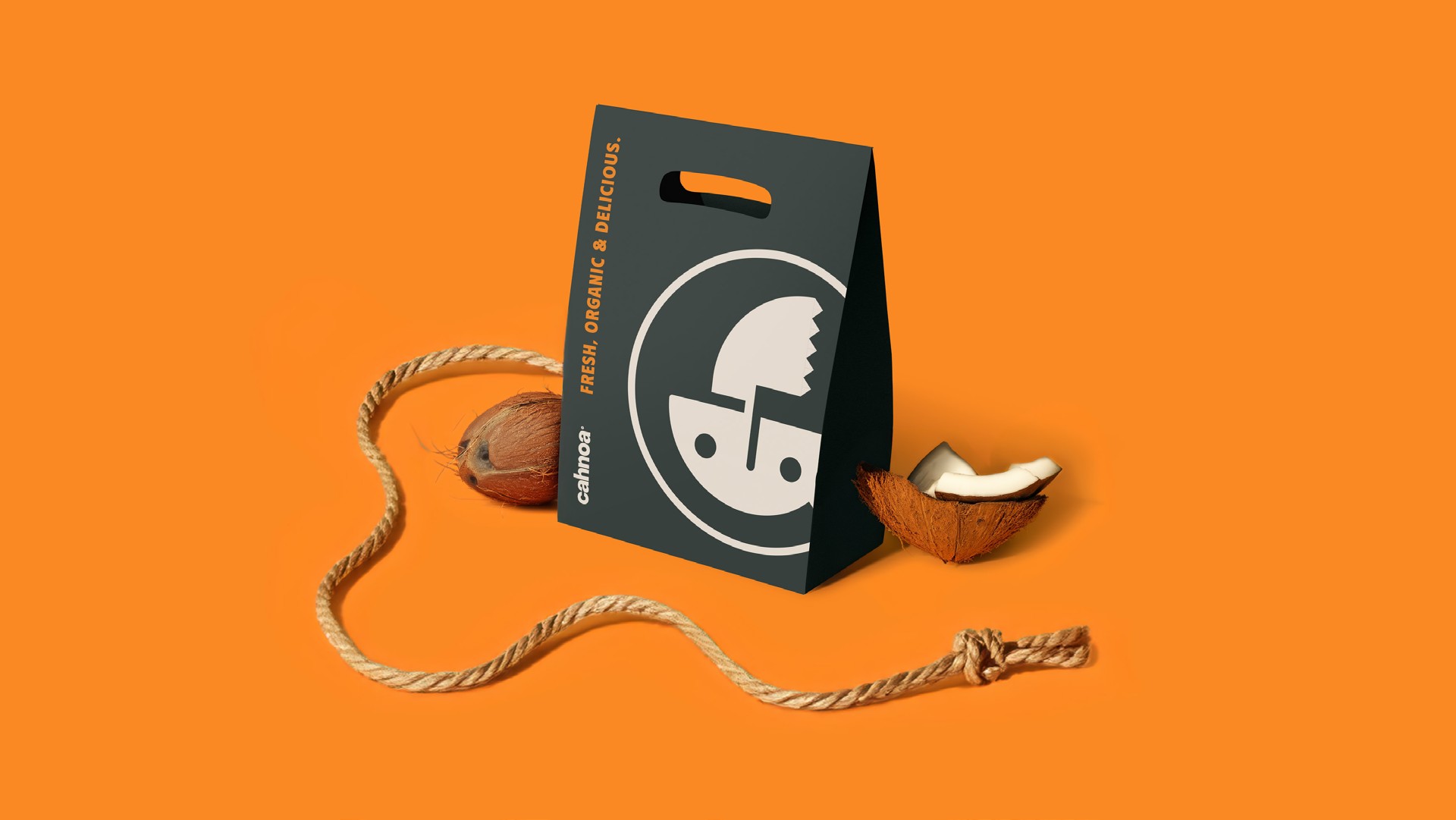 CAHNOA branded bag with fresh coconuts